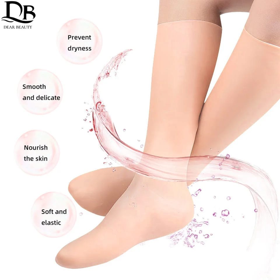 Silicone Moisturizing Socks | Foot Care, Anti Cracking Beauty Skin Protector for Spa Treatment (1 Pair)