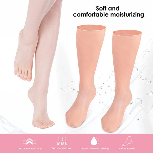 Silicone Moisturizing Socks | Foot Care, Anti Cracking Beauty Skin Protector for Spa Treatment (1 Pair)