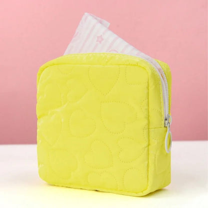 Candy Color Square Glossy Cosmetic Bag Portable Waterproof PU Makeup Pouch & Sanitary Napkin Organizer (12.5cm x 4cm x 12.5cm)