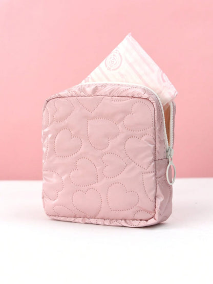 Candy Color Square Glossy Cosmetic Bag Portable Waterproof PU Makeup Pouch & Sanitary Napkin Organizer (12.5cm x 4cm x 12.5cm)