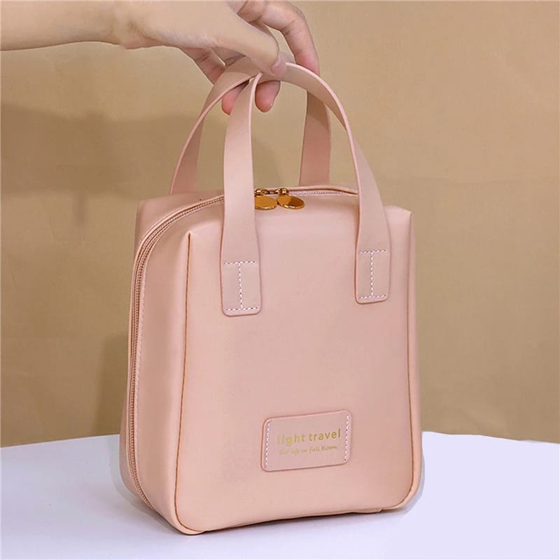 Large Capacity PU Leather Durable  Makeup Toiletries Travel Essentials Bag