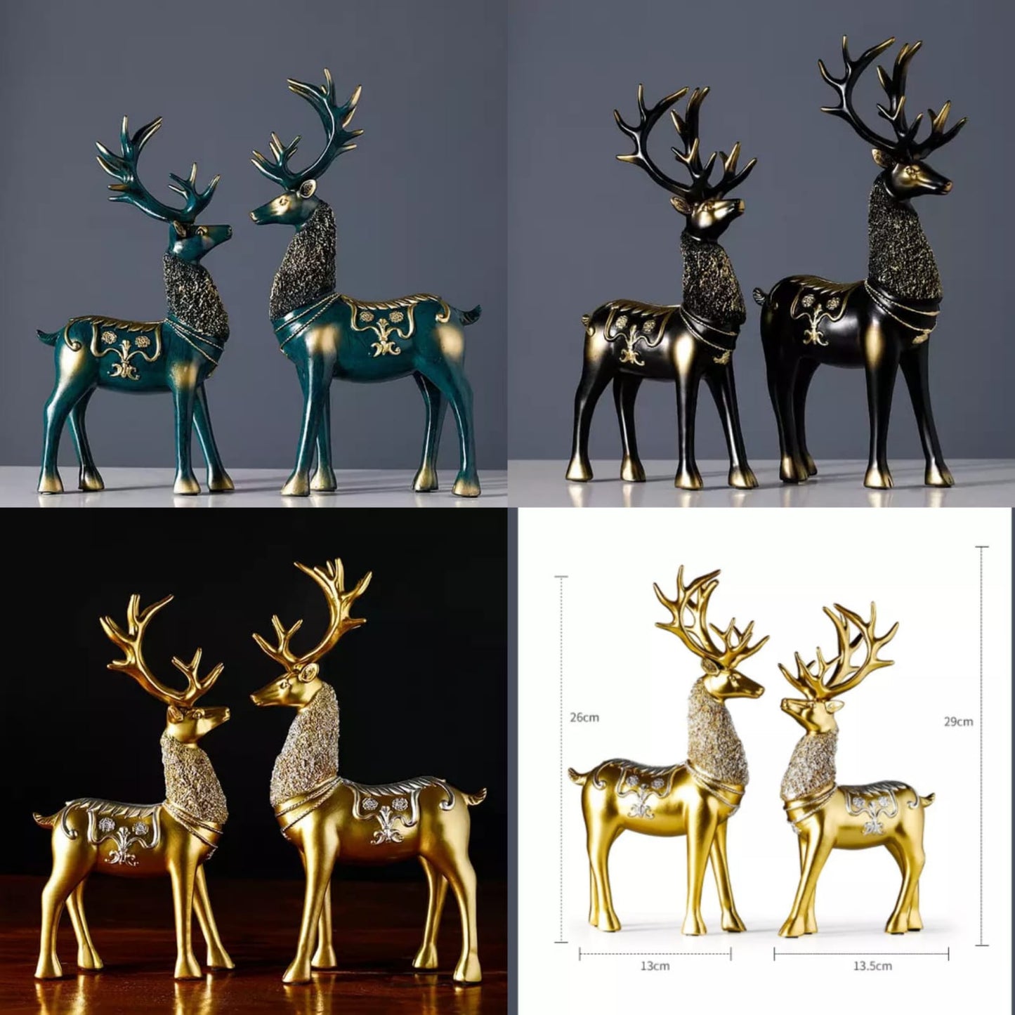 2 Pack Luxury Deer Ornaments – Nordic Style Modern Home Decor | Nordic Crafts Decor | General Home Living Room Office Decor | Stylish Luxury Deer Ornaments Shelves Study & Console Tables