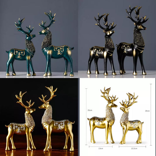 2 Pack Luxury Deer Ornaments – Nordic Style Modern Home Decor | Nordic Crafts Decor | General Home Living Room Office Decor | Stylish Luxury Deer Ornaments Shelves Study & Console Tables