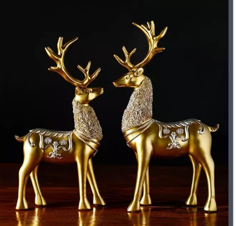 2 Pack Luxury Deer Ornaments – Nordic Style Modern Home Decor | Nordic Crafts Decor | General Home Living Room Office Decor | Stylish Luxury Deer Ornaments Shelves Study & Console Tables