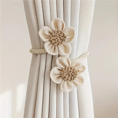 Flower Shape Curtain Tieback Elastic Band – Magnetic Buckle Curtain Rope Holder for Kids Room & Home Decor | Living Room Decor