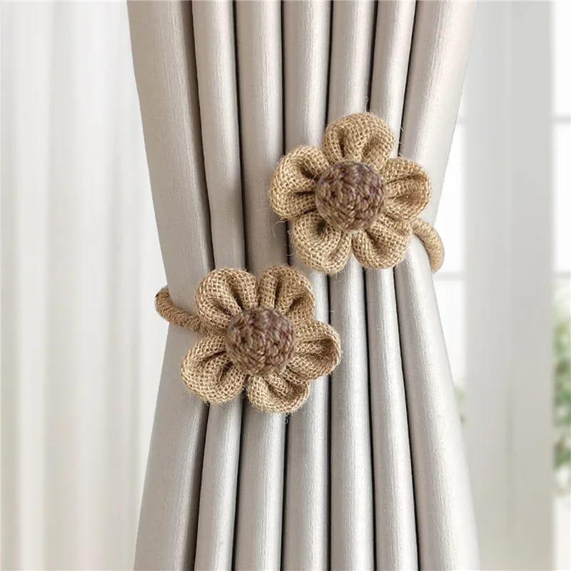 Flower Shape Curtain Tieback Elastic Band – Magnetic Buckle Curtain Rope Holder for Kids Room & Home Decor | Living Room Decor