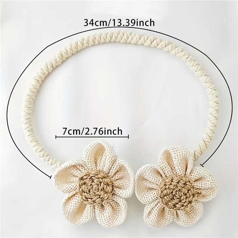 Flower Shape Curtain Tieback Elastic Band – Magnetic Buckle Curtain Rope Holder for Kids Room & Home Decor | Living Room Decor