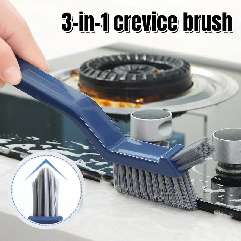 Three-in-One Plastic Bathroom Floor Cleaning Brush – Hard Bristle Crevice Brush for Deep Cleaning | Multipurpose