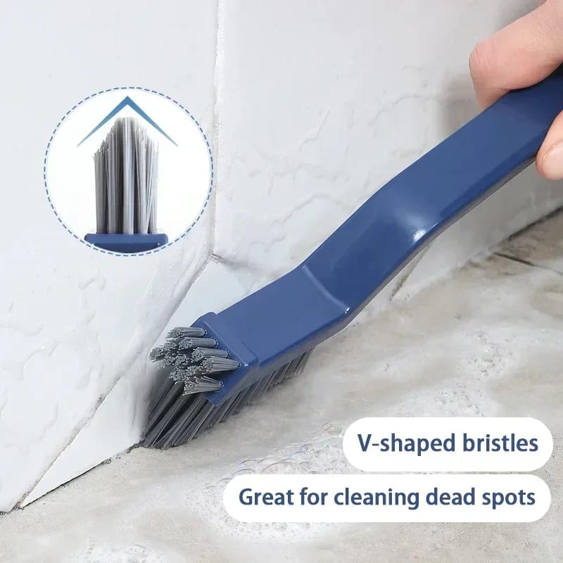 Three-in-One Plastic Bathroom Floor Cleaning Brush – Hard Bristle Crevice Brush for Deep Cleaning | Multipurpose