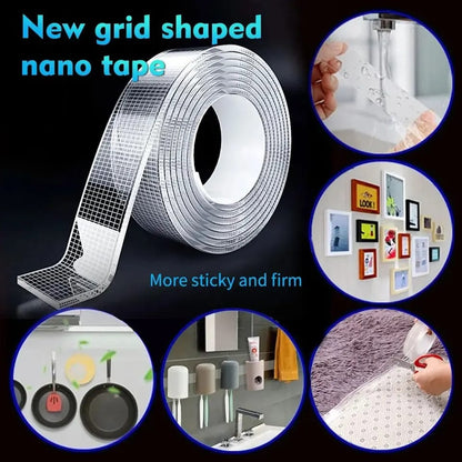 Super Strong Double Sided Adhesive Tape 5cm x 5M Heavy Duty, Waterproof & Reusable Nano Tape for Kitchen & Bathroom