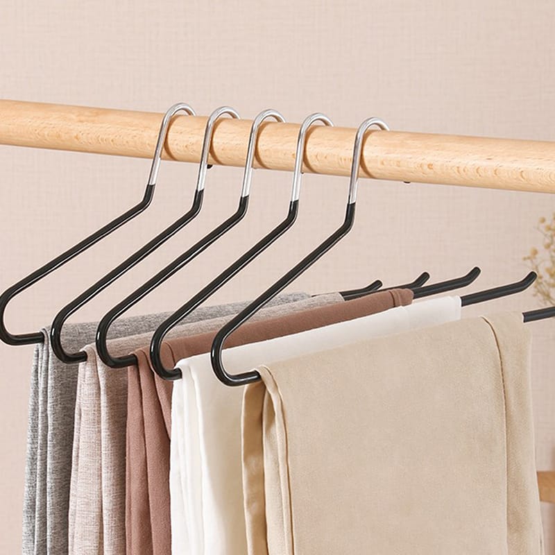 Stainless Steel Hangers Space Saving Clothes Rack for Pants Organization.