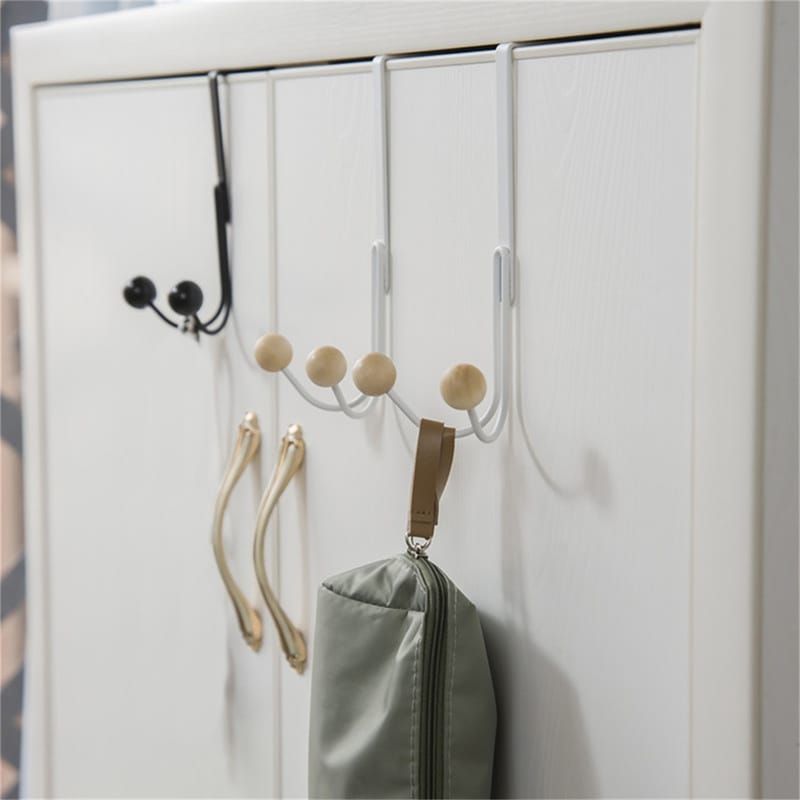 Over The Door Double Hanger Hooks Punch Free Hooks for Hats, Bags, Clothes, Towels, and Coats.