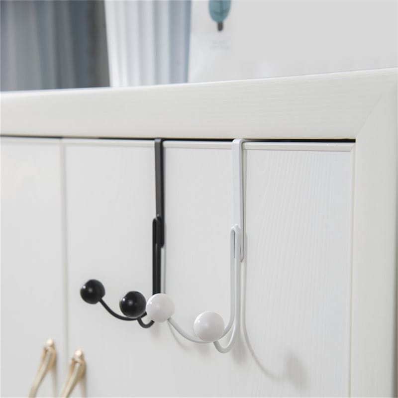 Over The Door Double Hanger Hooks Punch Free Hooks for Hats, Bags, Clothes, Towels, and Coats.