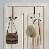 Over The Door Double Hanger Hooks Punch Free Hooks for Hats, Bags, Clothes, Towels, and Coats.