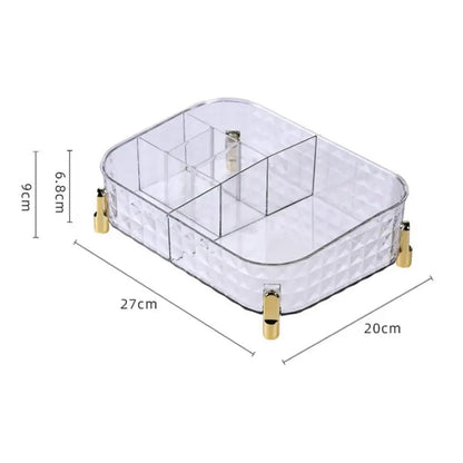 Large Capacity Multi-Grids Transparent Makeup Organizer Space Saving Cosmetic and Skincare Storage Solution