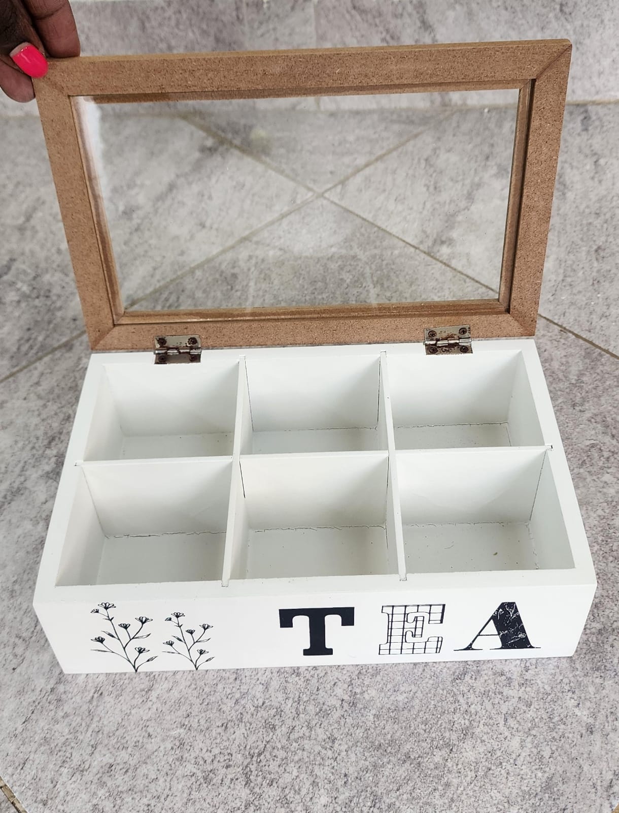 6-Compartment Wooden Teabag/Coffee Organizer