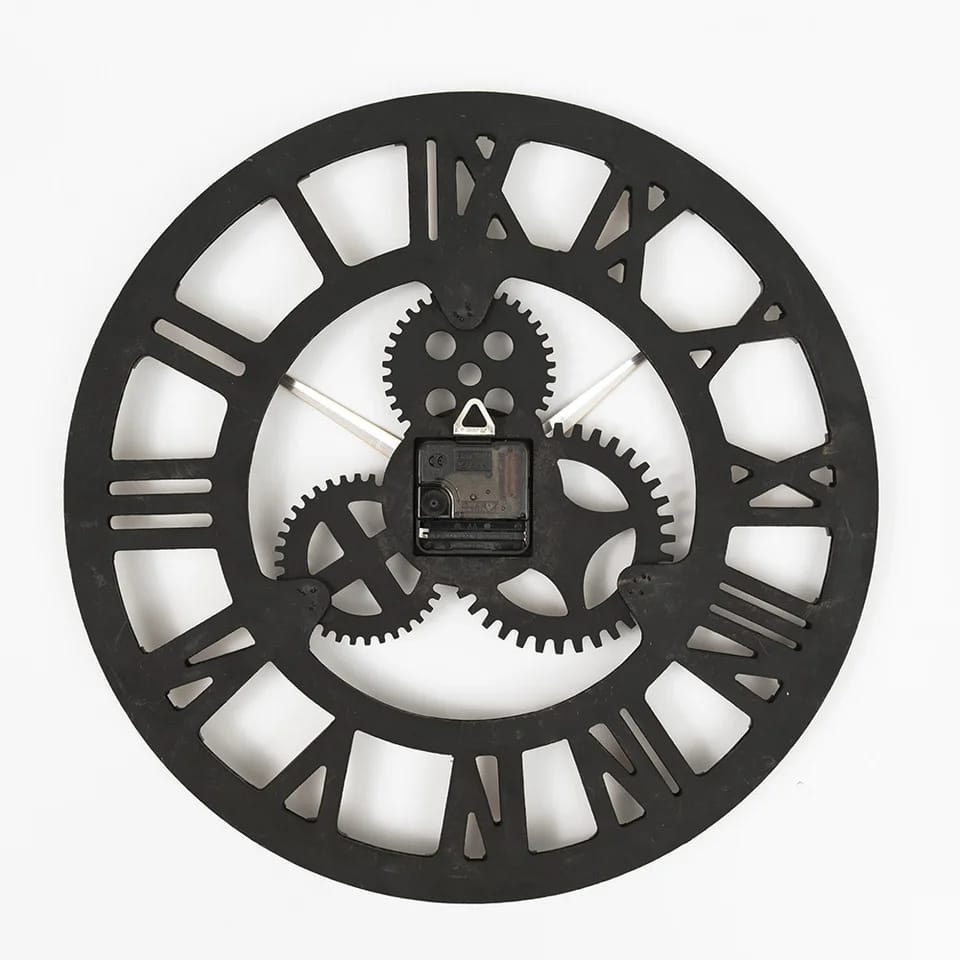 3D Roman Vintage Gear Pocket Wall Clock  Gold, Antique Style