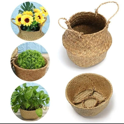 Firm Rattan Handmade Decorative Baskets Small Size, Natural Rustic Decor