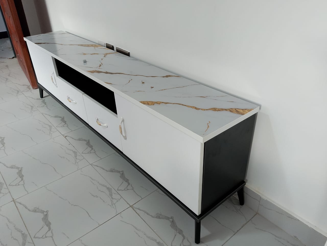 Marble Effect Wooden TV Stand