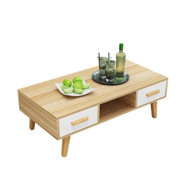 Wooden Central Table with Drawers – 120x60x40cm Elegant Coffee Table for Living Room