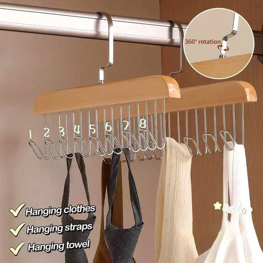 Wooden Plank Multipurpose 8 Hook Hanger | Wall Mounted Organizer for Coats, Hats, Bags, and Keys