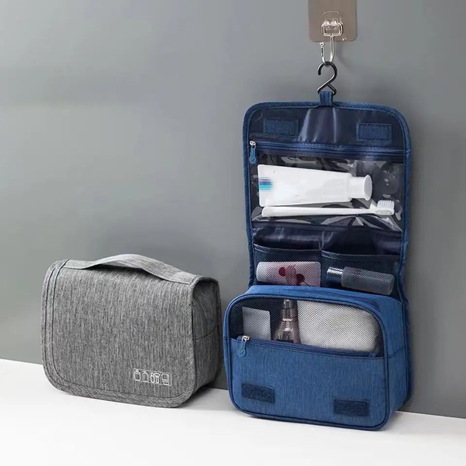 Portable Travel Toiletries Organizer with Hanging Hooks, Travels, Personal Effects Organiser,360° Hook Rotation, Cosmetics Hanger,Keeps Bottles Upright