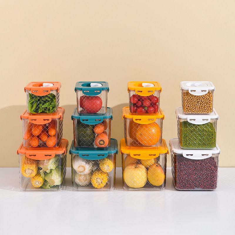 3pcs Heavy Acrylic Fridge Storage Containers Airtight, BPA Free, Food Grade, 4000ml, 2100ml, 1300ml