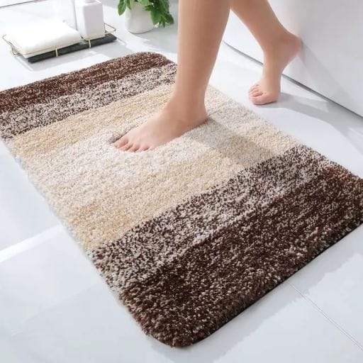 Thick Plush NonSlip Bathroom Rug |Water Absorbent Soft Microfiber Shaggy Bath Mat, Machine Washable, 50x80cm | Several Design Patterns Available