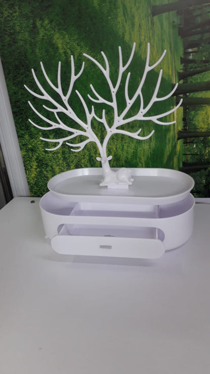 Tree Jewelry Organizer with Drawer |Upgraded Version for Earrings, Necklaces, Rings, and Bracelets, Available in Green, Pink, Grey