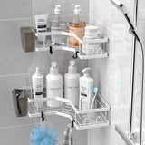 2 Pack Rustproof Shower Caddy Shelf No Drilling, Adhesive Wall Mounted Bathroom Organizer for Smooth Surfaces (Black & White)