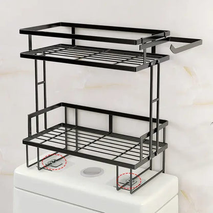 2-Tier Bathroom Storage Organizer – Over-the-Toilet Shelf with Tissue Holder (Available in Black and White)