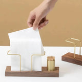 Classy Metal Napkin Holder Gold Tissue Dispenser with Toothpick Holder