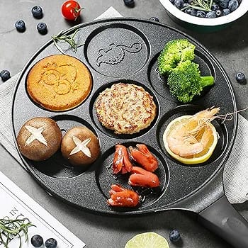 7 Hole Non Stick Pancake Pan | Fun Animal Face Design | Non Stick Coating | Gas Stove Compatible | 46cm x 7.1cm