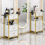 Nordic Luxury Bedside Cabinet Multifunctional Marble Effect Storage Cabinet with Drawer, Ideal for Bedroom, Salon, and Bathroom