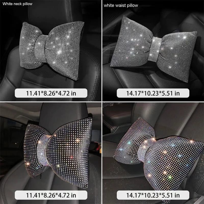 Universal Luxury Rhinestone Diamond Bowknot Car Headrest  Neck Pillow, Seat Back, and Waist Support