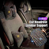 Universal Luxury Rhinestone Diamond Bowknot Car Headrest  Neck Pillow, Seat Back, and Waist Support