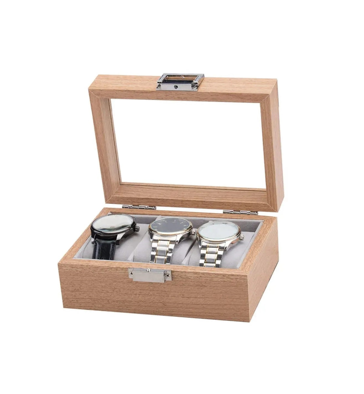 Furaha Finds 3-Slot Wooden Watch Organizer 