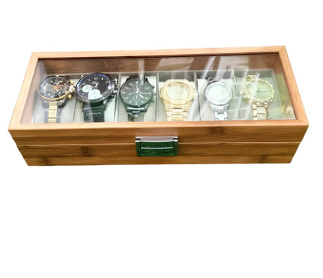 Furaha Finds 6-Slot Wooden Watch Organizer