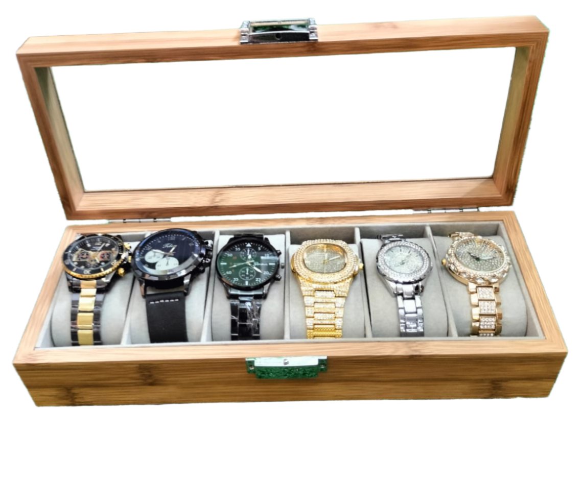 Furaha Finds 6-Slot Wooden Watch Organizer