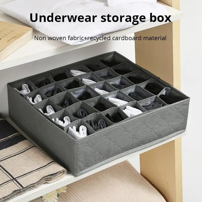 30 Grid Innerwear Storage Organizer Foldable Non Woven Fabric Cabinet Drawer Divider for Underwear, Socks, Ties, and More