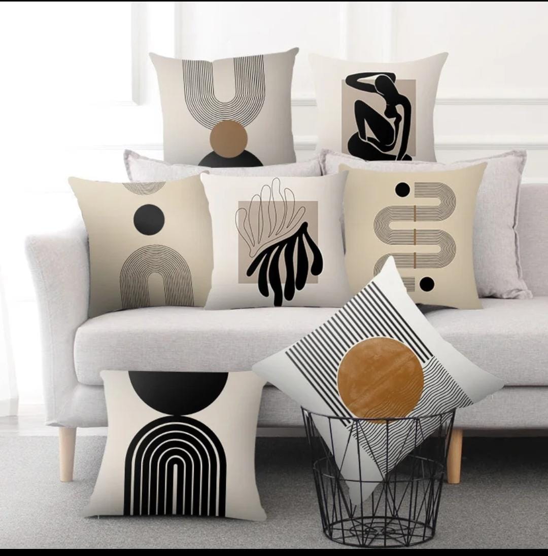 Abstract Decorative Throw Pillow Covers 45cm x 45cm, Modern Cushion Covers for Sofa & Home Décor