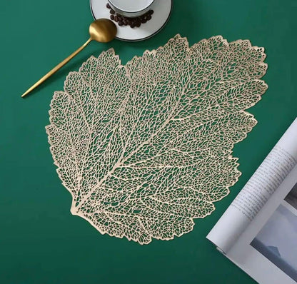 Nordic Leaf Table Mat  Stylish PVC Placemat for Dining & Home Decor.