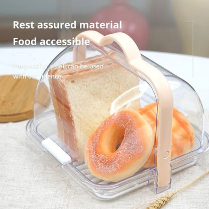 Portable Plastic Bread Storage Box with Roll Up Lid  Durable Acrylic Bread Keeper for Fresh Storage