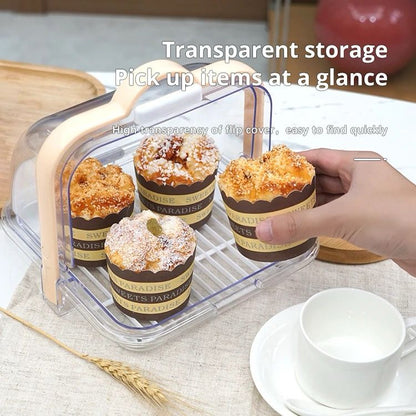 Portable Plastic Bread Storage Box with Roll Up Lid  Durable Acrylic Bread Keeper for Fresh Storage