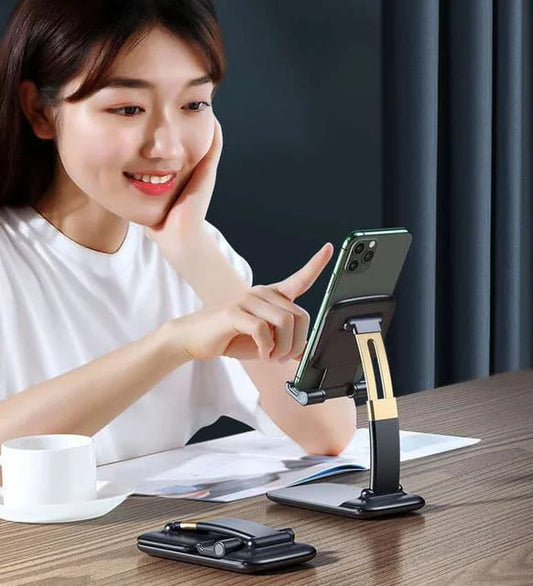 Foldable Mobile Phone Holder |Adjustable Height & Angle, Portable Stand for Smartphones (Black, White)