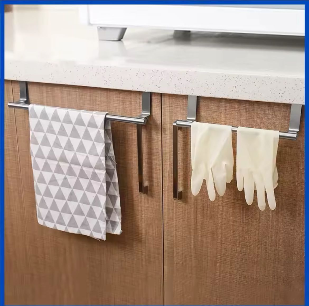 Door Towel Rack (36cm x 6.2cm)  | Over Cabinet Dish Towel Hanging Holder, Stainless Steel Kitchen Towel Rack