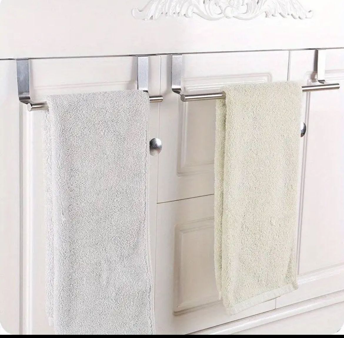 Door Towel Rack (36cm x 6.2cm)  | Over Cabinet Dish Towel Hanging Holder, Stainless Steel Kitchen Towel Rack