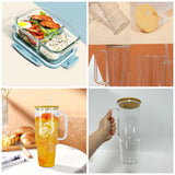 3 Grid Microwave Lunch Box (1400ml) + Borosilicate Glass Mug with Bamboo Lid & Straw