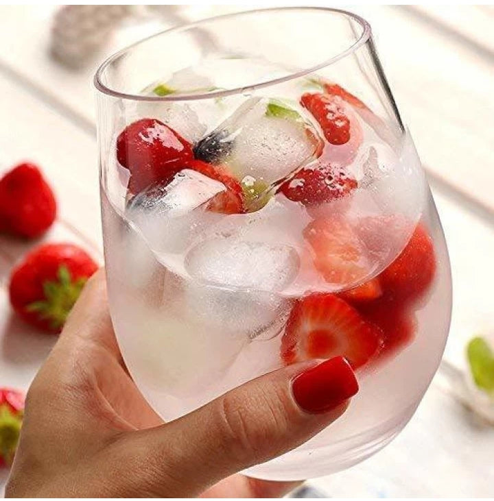 Oval Clear Glasses 500ml Stemless Wine Glass Set of 6, Durable and Elegant.