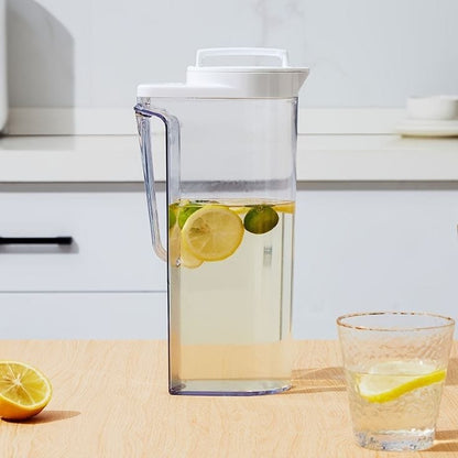 Airtight Glass Jug 1600ml Capacity, LeakProof, Easy to Clean with Wide Opening for Beverages and Juices